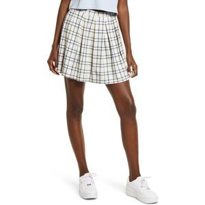 bp Amanda Tennis Mini Skirt Windowpane Print Beige Blue Size 2X NWT